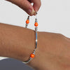 Inked & Sexy Handmade Neon Orange Glass Beaded Strecth Bracelet