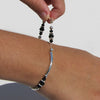Inked & Sexy Handmade Black Glass Beads and Black Swarovski Crystal Stretch Bracelet