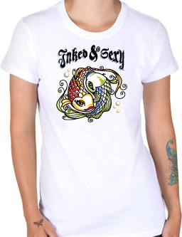 White Inked and Sexy Koi fish Women's Tee