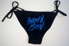 "All New" Inked and Sexy Bikini- Top and Bottom Pair black w/Blue writing