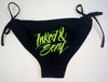 "All New" Inked and Sexy Bikini- Top and Bottom Pair black w/Green writing